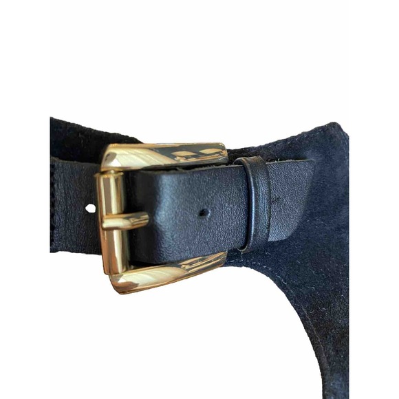 LOUISE et CIE Olivia Black Peep-Toe Suede High Heeled Booties Zip Ankle Size 8 - Picture 7 of 8